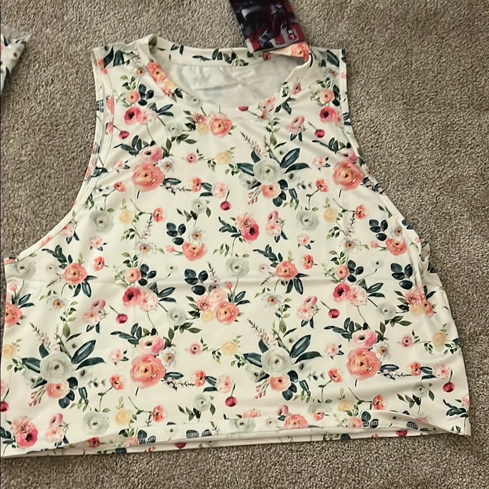 Born Primitive Cream and Orange Sleeveless Crop Tank